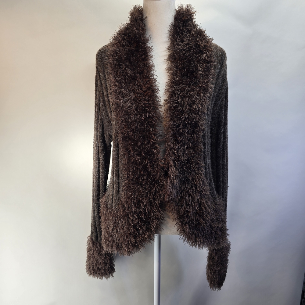 Pretty Angel Chocolate Fuzzy Cardigan. Size Medium